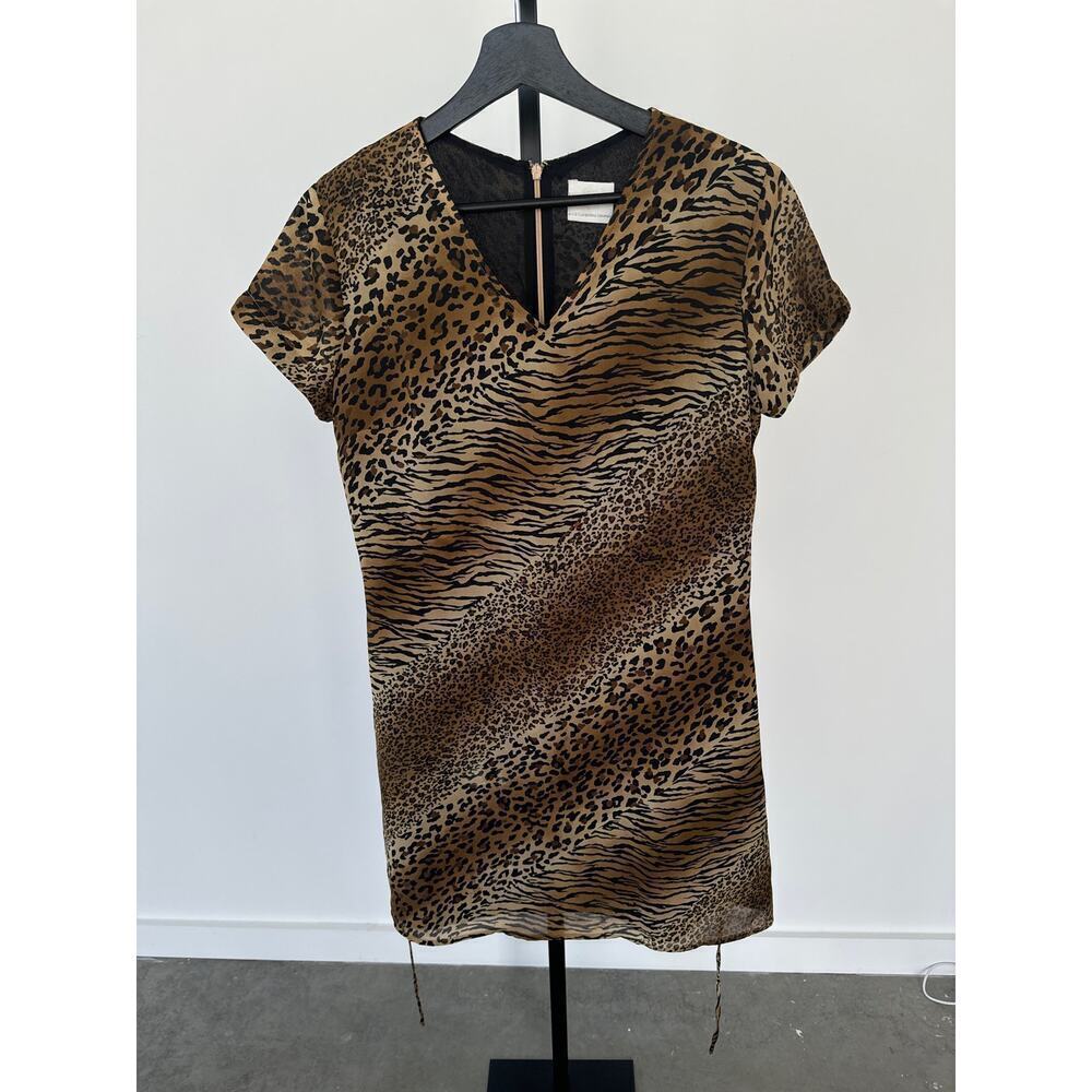 Emma James Short Sleeve Leopard Mini Dress Size 6